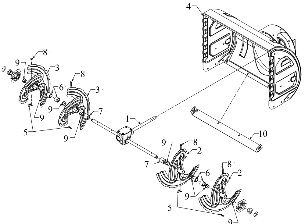 Auger Housing Diagram and Parts List for 2X26-INCHHP (31AM5CVS710)(2017) Cub Cadet Snow Blower